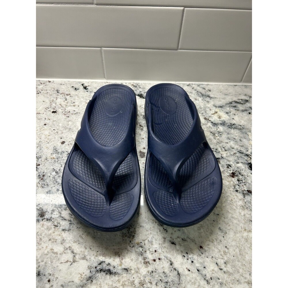 OOFOS Original Recovery Sandal Thong Navy Blue Flip Flops Women Sz 8 Men's Sz 6